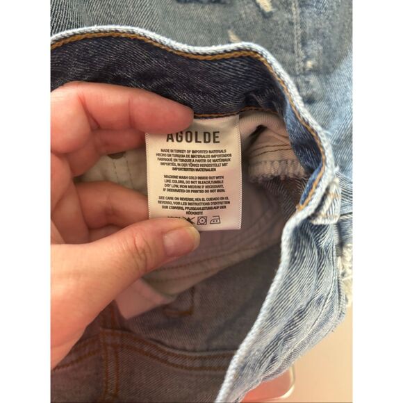AGOLDE Womens Parker Distressed Cut Off Denim Shorts Button Fly Size 26 - Picture 3 of 7
